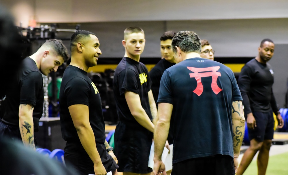 Secretary Of War Participates in Troop PT