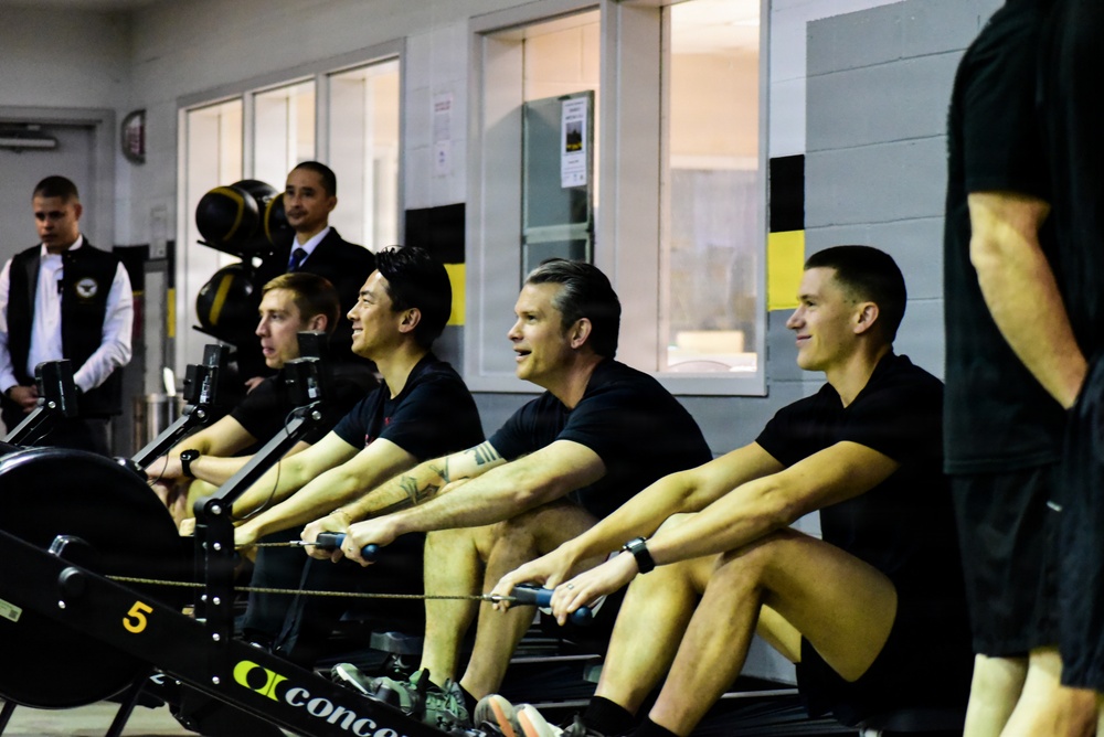 Secretary Of War Participates in Troop PT