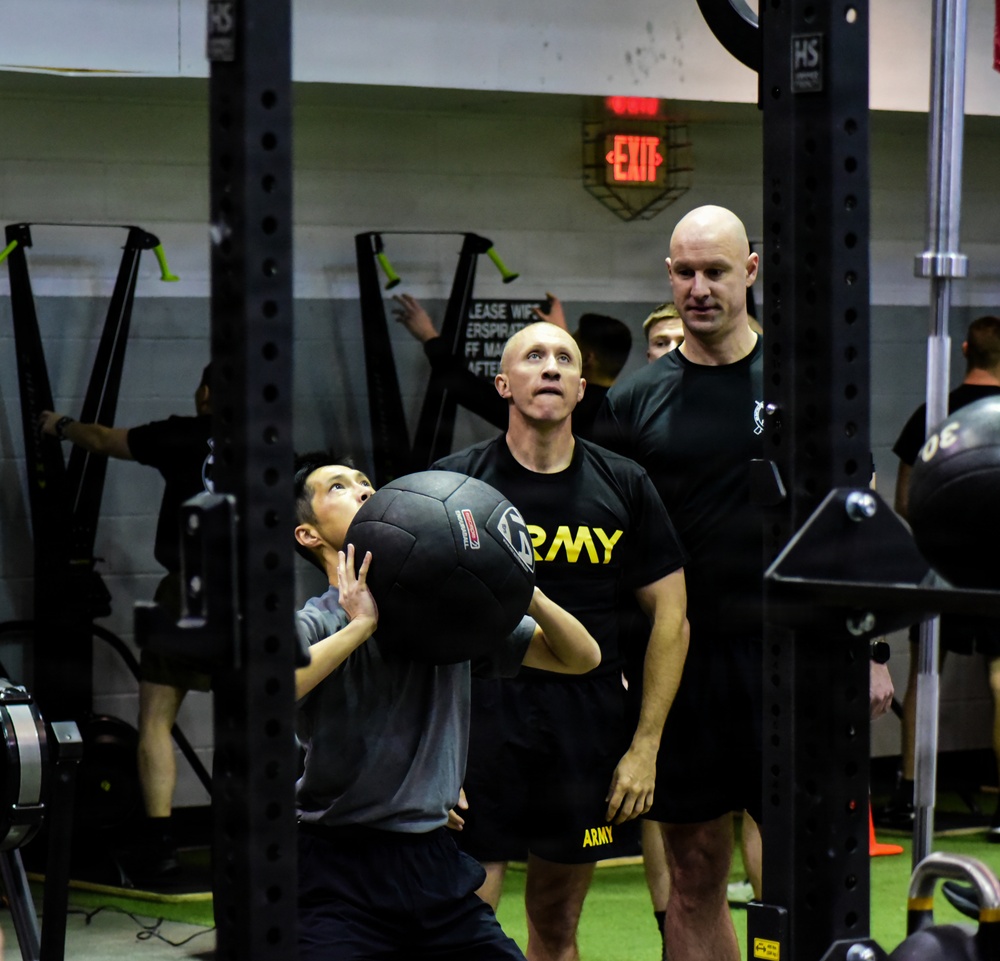 Secretary Of War Participates in Troop PT