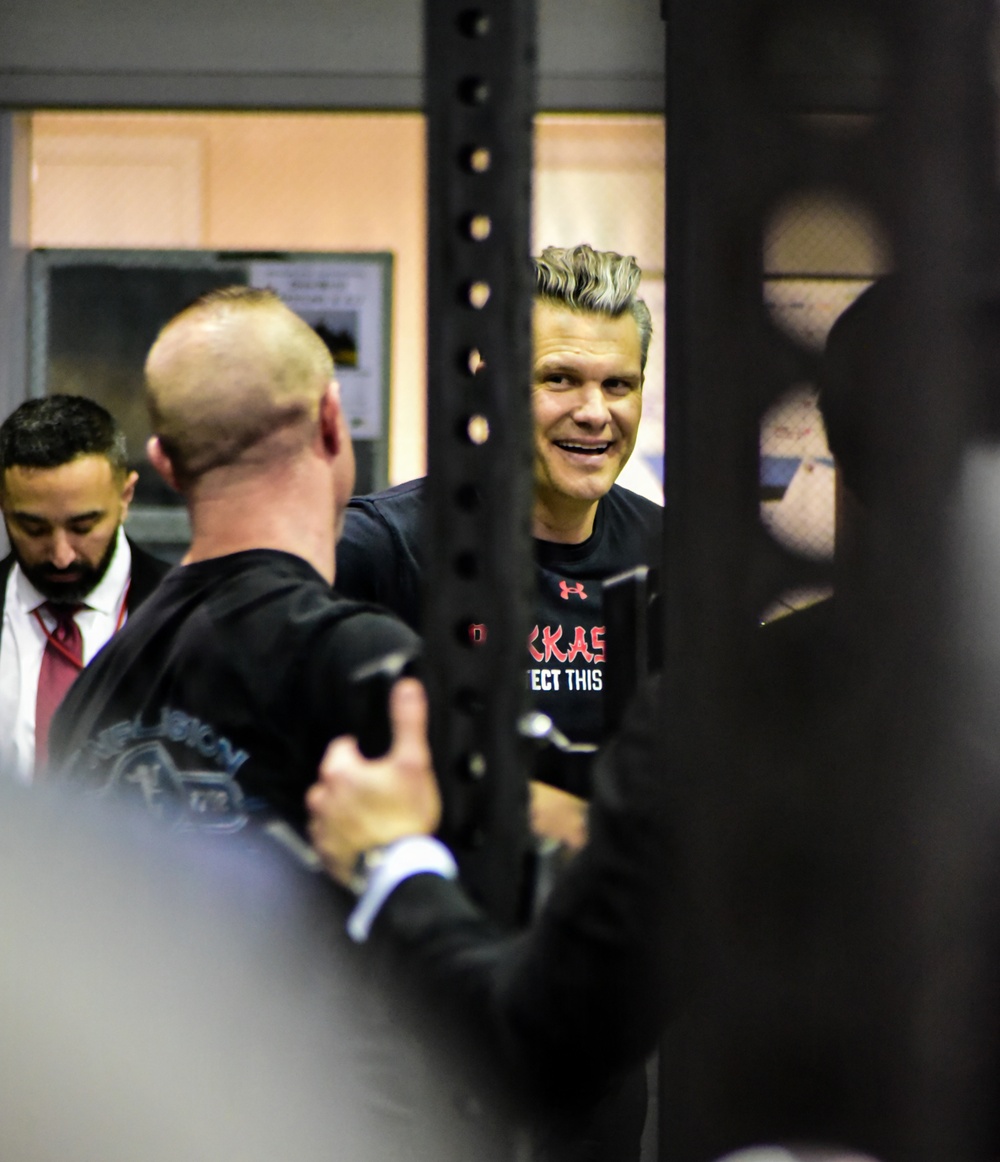 Secretary Of War Participates in Troop PT