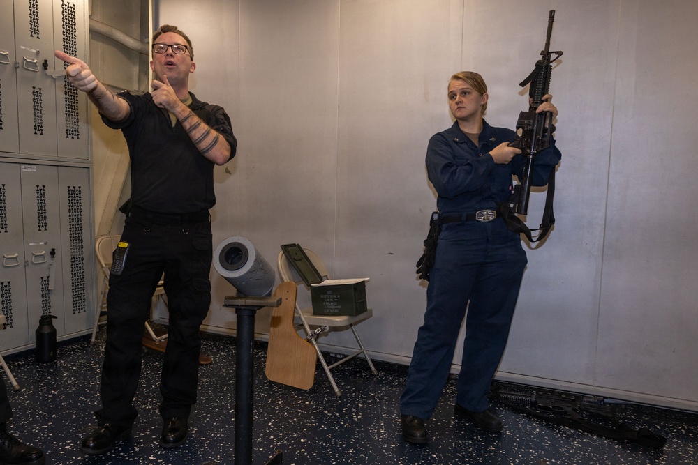 USS Iwo Jima Sailors  Conduct Weapon Familiarization