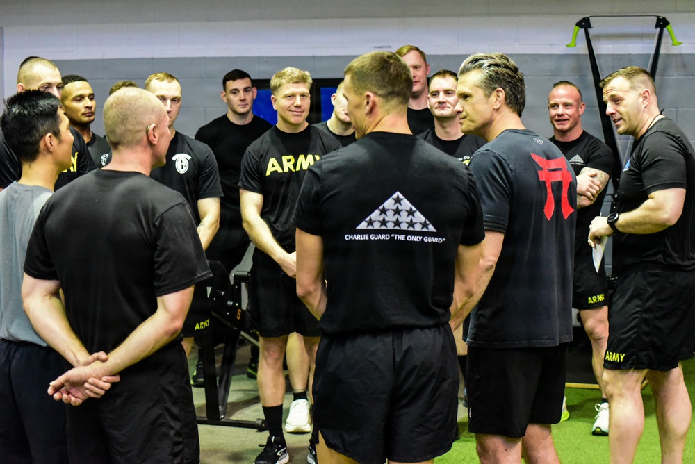 Secretary Of War Participates in Troop PT