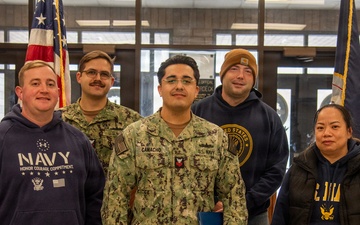 Engineman 1st Class Camacho receives Navy and Marine Corps Achievement Medal at end of SWESC tour