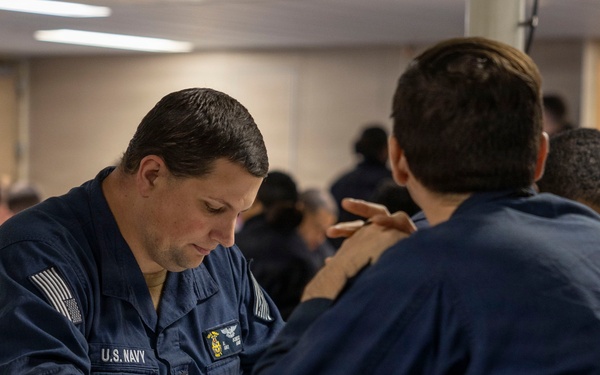 U.S. Wasp Sailors Take Chief Petty Officer Advancement Exam