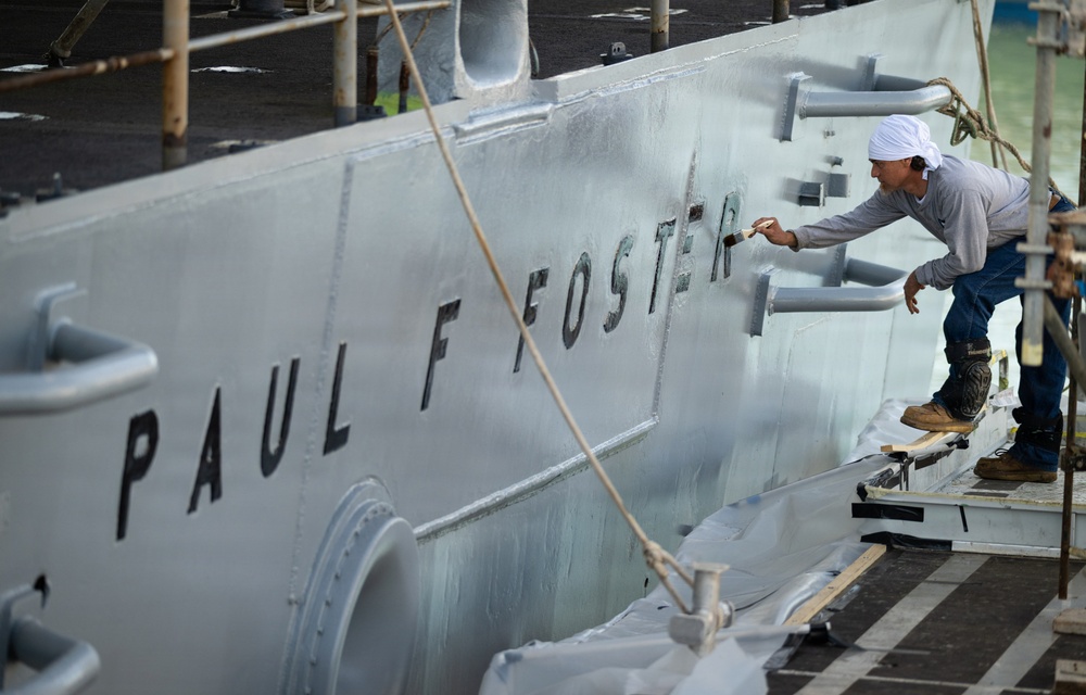 Self Defense Test Ship Gets Hull Paint Refresh Ahead of 50th Anniversary of Commissioning