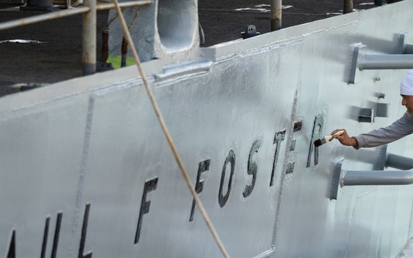 Self Defense Test Ship Gets Hull Paint Refresh Ahead of 50th Anniversary of Commissioning