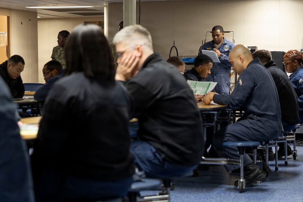 U.S. Wasp Sailors Take Chief Petty Officer Advancement Exam