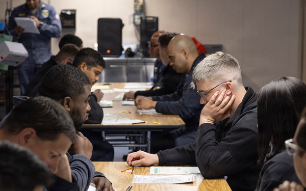 U.S. Wasp Sailors Take Chief Petty Officer Advancement Exam