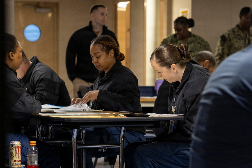 U.S. Wasp Sailors Take Chief Petty Officer Advancement Exam