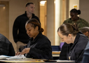 U.S. Wasp Sailors Take Chief Petty Officer Advancement Exam