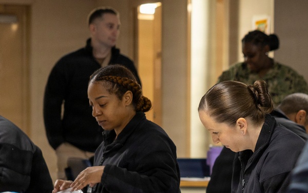 U.S. Wasp Sailors Take Chief Petty Officer Advancement Exam