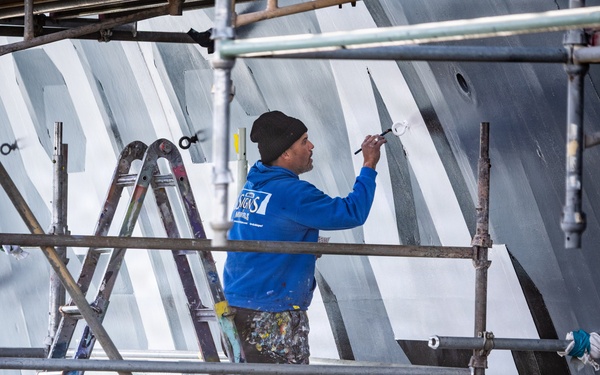 Self Defense Test Ship Gets Hull Paint Refresh Ahead of 50th Anniversary of Commissioning