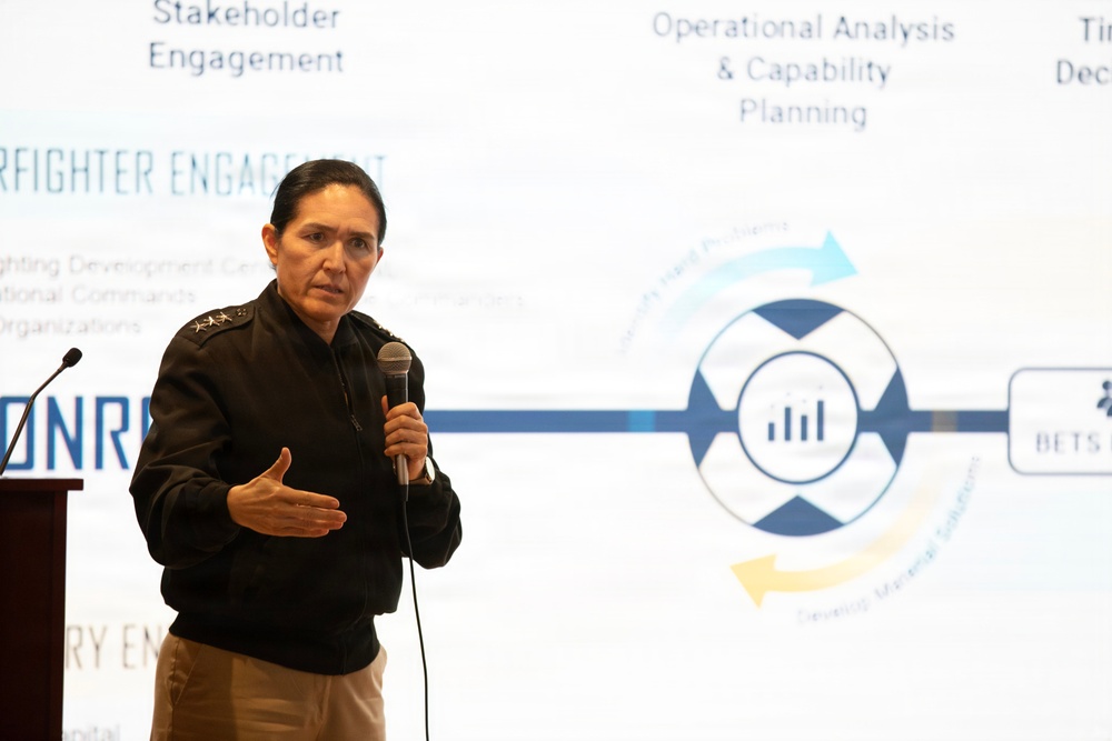 Vice Adm. Seiko Okano delivers remarks during WTI Re-Blue