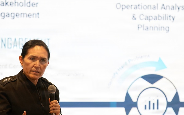 Vice Adm. Seiko Okano delivers remarks during WTI Re-Blue