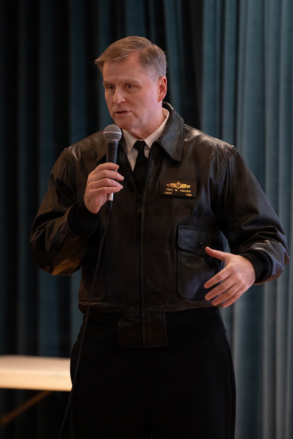 Vice Adm. Fred Kacher speaks at WTI Re-Blue