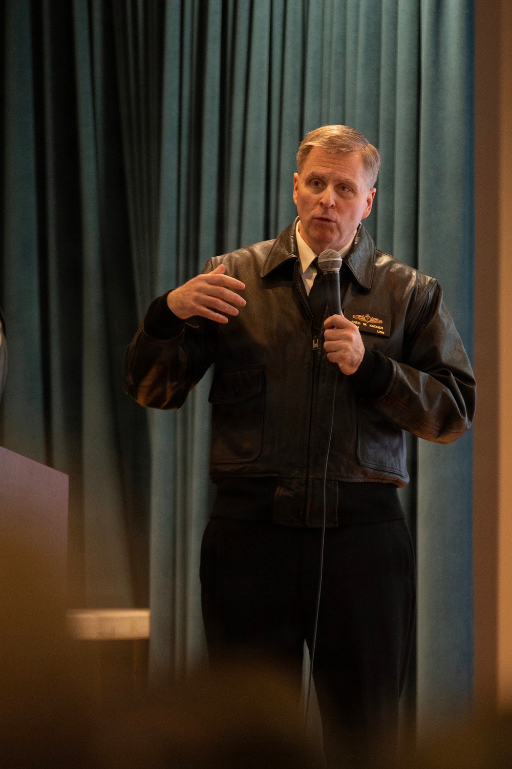 Vice Adm. Fred Kacher speaks at WTI Re-Blue