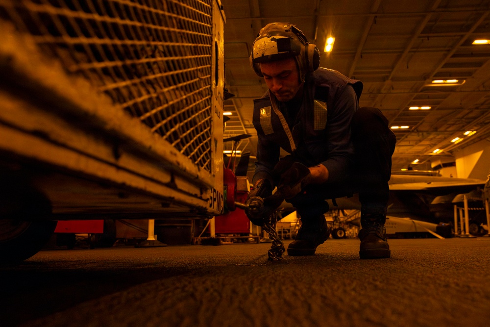 Abraham Lincoln conducts routine aircraft maintenance