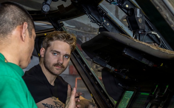 Abraham Lincoln conducts routine aircraft maintenance