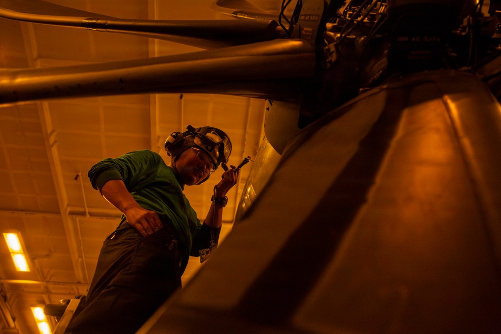 Abraham Lincoln conducts routine aircraft maintenance