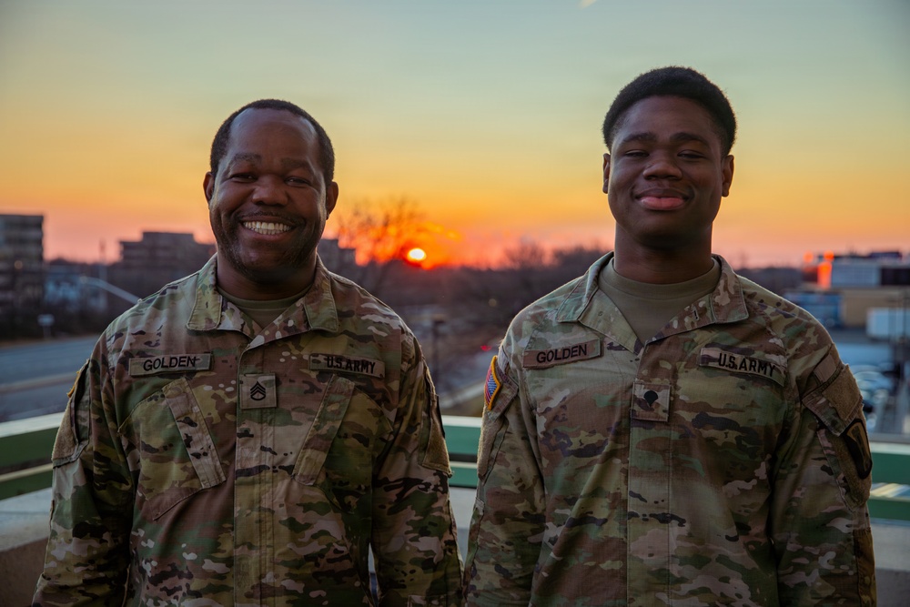 Mississippi Army National Guard Soldiers participate in a father-son interview
