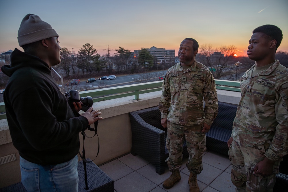 Mississippi Army National Guard Soldiers participate in a father-son interview