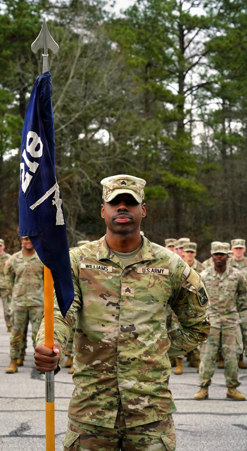 U.S. Army Sgt. Cedric Williams stands fast during Change of Responsibility Ceremony
