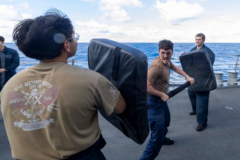 USS Michael Murphy Sailors Run SRF-B Drills