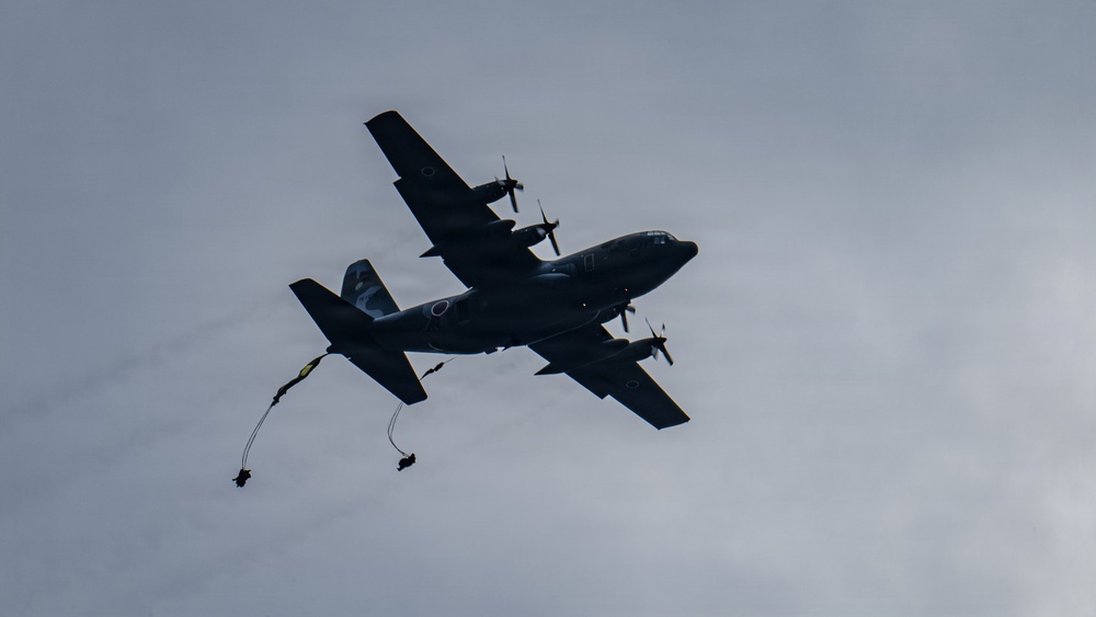 U.S., Japan Self Defense Force Conducts Static Line Jump