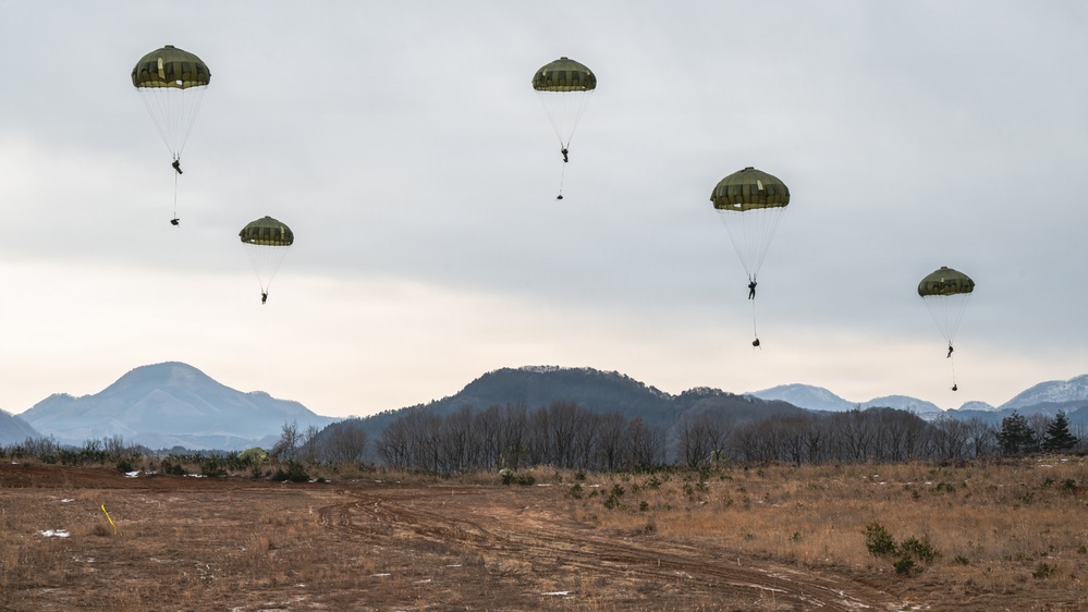 U.S., Japan Self Defense Force Conducts Static Line Jump