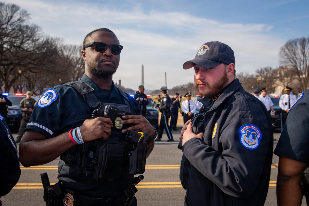 U.S. Capitol Police officers join a dignified escort for fallen Metropolitan Police Department Officer