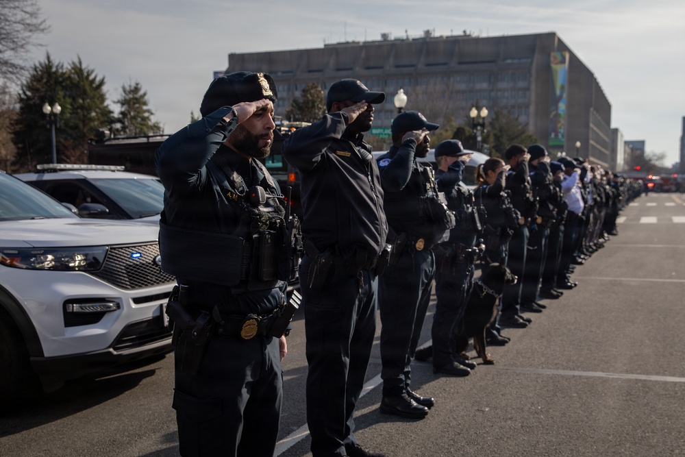 U.S. Capitol Police officers join a dignified escort for fallen Metropolitan Police Department Officer