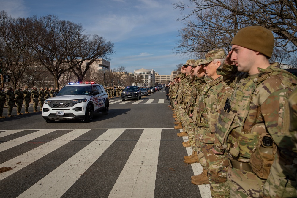 Mississippi National Guard service members join a dignified escort for fallen Metropolitan Police Department Officer