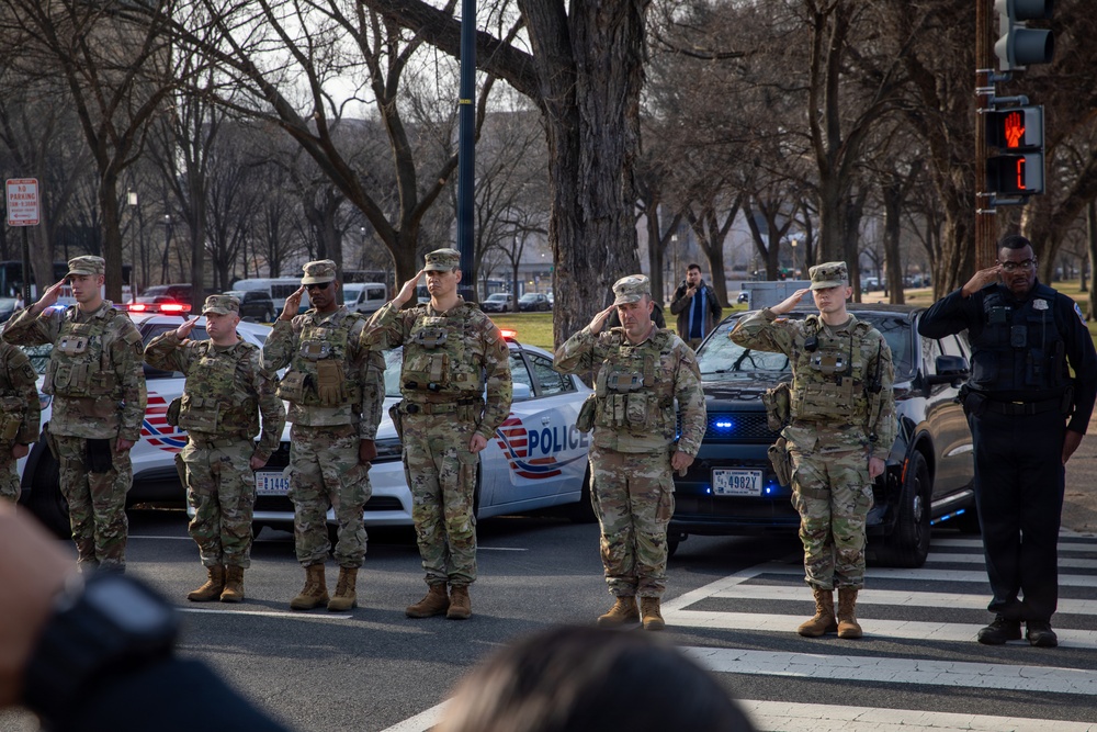 Joint Task Force–District of Columbia leadership joins a dignified escort for fallen Metropolitan Police Department Officer