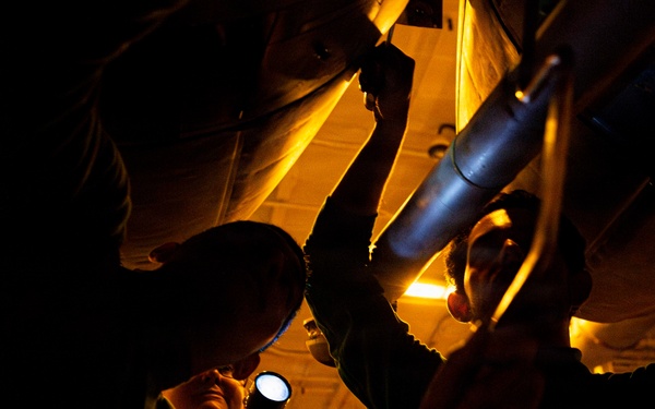 Abraham Lincoln conducts routine aircraft maintenance