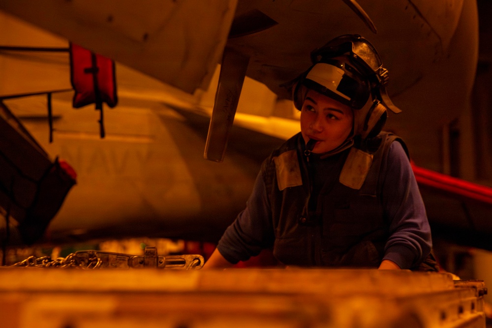 Abraham Lincoln conducts routine aircraft maintenance