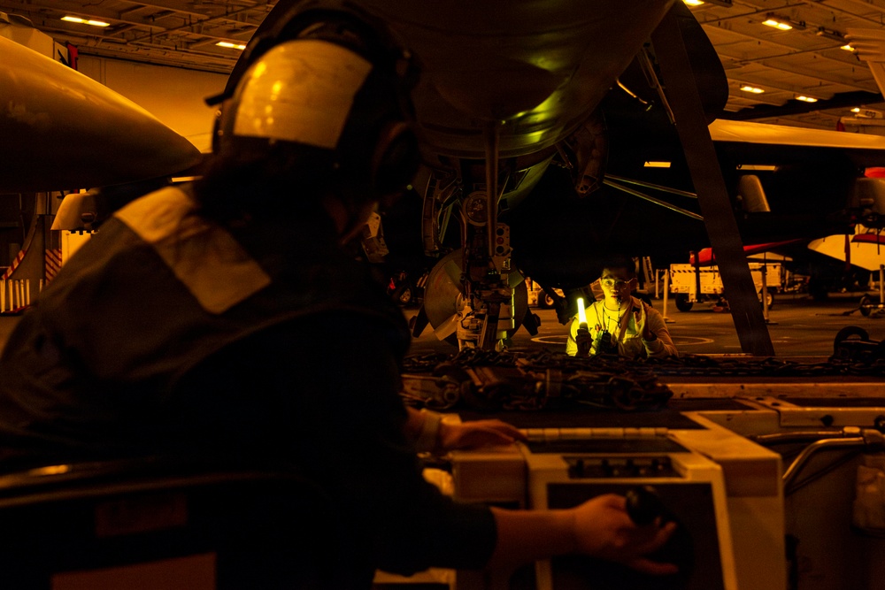 Abraham Lincoln conducts routine aircraft maintenance