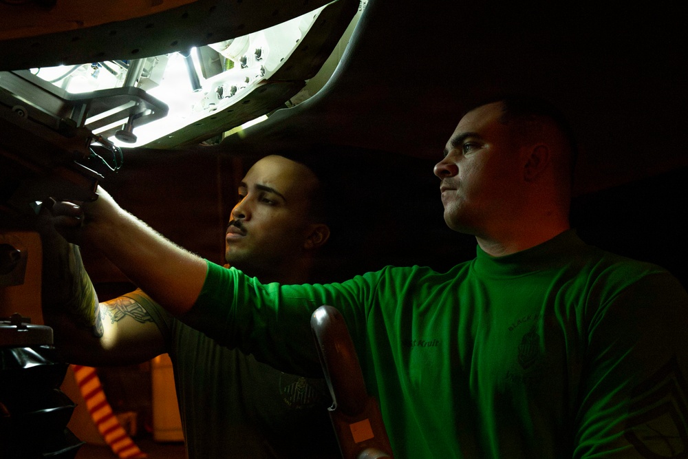 Abraham Lincoln conducts routine aircraft maintenance