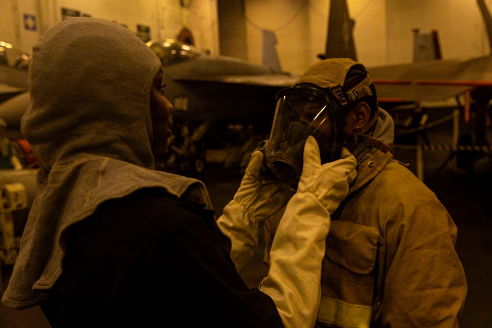 Abraham Lincoln conducts general quarters drill