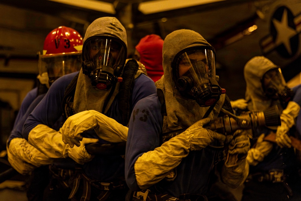 Abraham Lincoln conducts general quarters drill