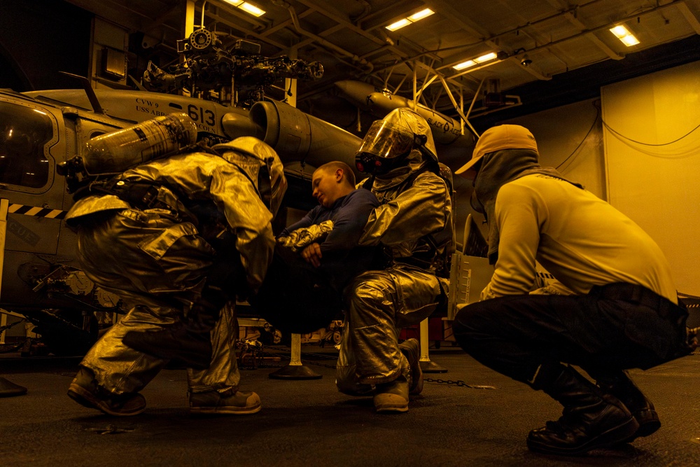 Abraham Lincoln conducts general quarters drill