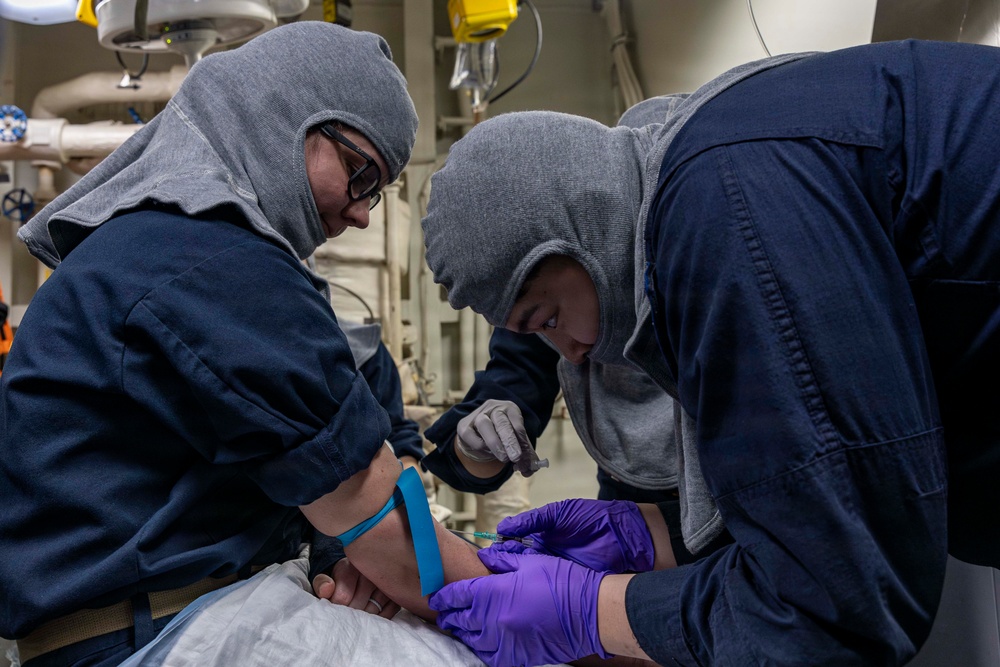 Abraham Lincoln conducts general quarters drill