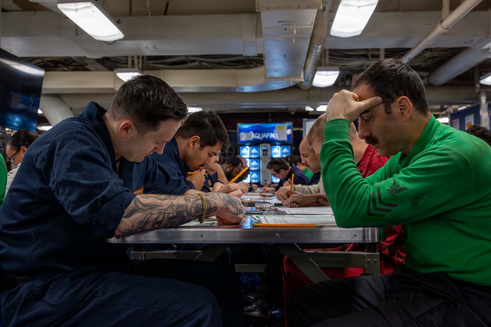 Abraham Lincoln administers advancement exam