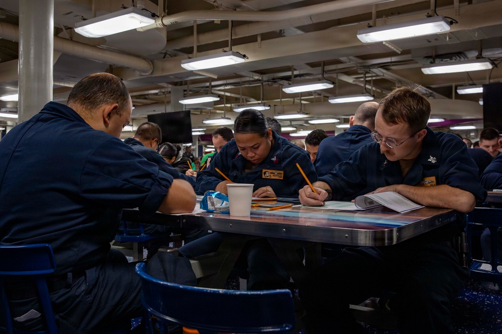 Abraham Lincoln administers advancement exam