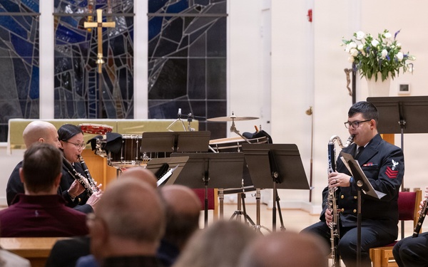 Members of the U.S. Navy Band perform in a chamber ensemble concert