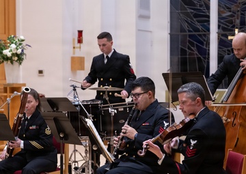 Members of the U.S. Navy Band perform in a chamber ensemble concert