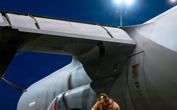 386th AEW Aircraft Metals Specialists Perform Maintenance on a C-130