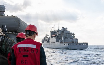 USS Mitscher (DDG 57) conducts RAS with USNS Carl Brashear (T-AKE 7)