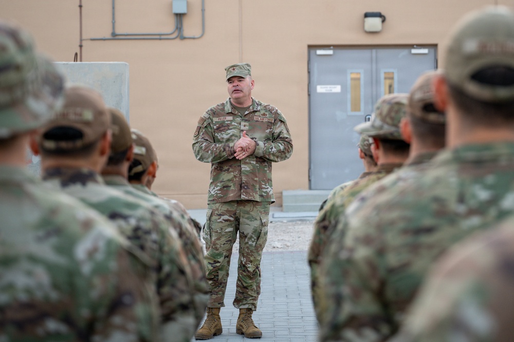 Brig Gen Brian A. Filler visits Defenders at 379 AEW