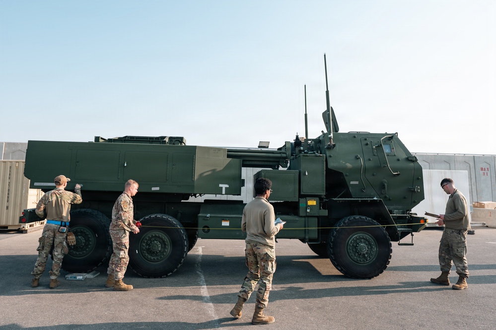 U.S. Army HIMARS inspection before flight