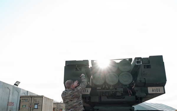 U.S. Army HIMARS inspection before flight